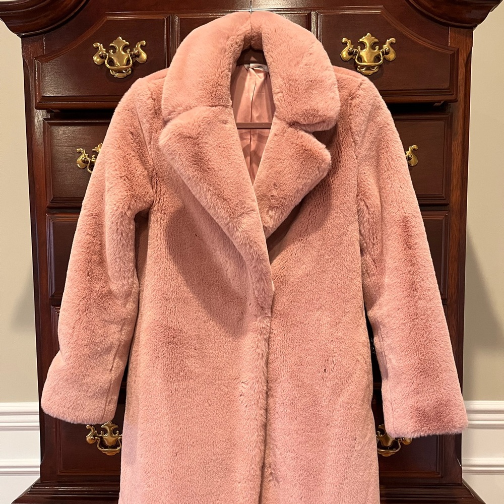 Lovers + Friends Soft and Warm Faux Fur Pink Coat.